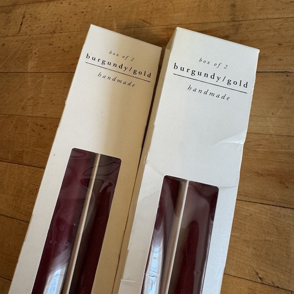 Pier 1 Burgundy Red & Gold Taper Candle Sticks 12" Handmade in Finland NEW Set 4 - Picture 5 of 7